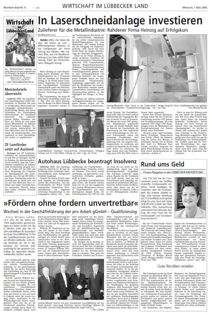 Heinzig investiert in die Zukunft