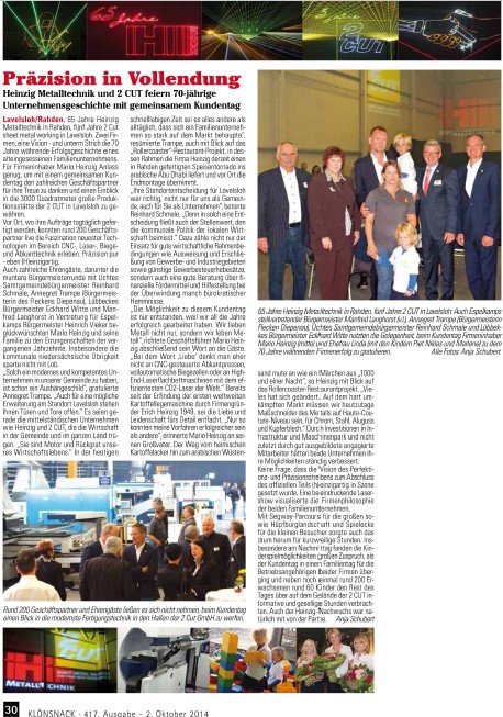 Jubiläum: 65 Jahre Heinzig in Rahden, 5 Jahre 2CUT in Lavelsloh