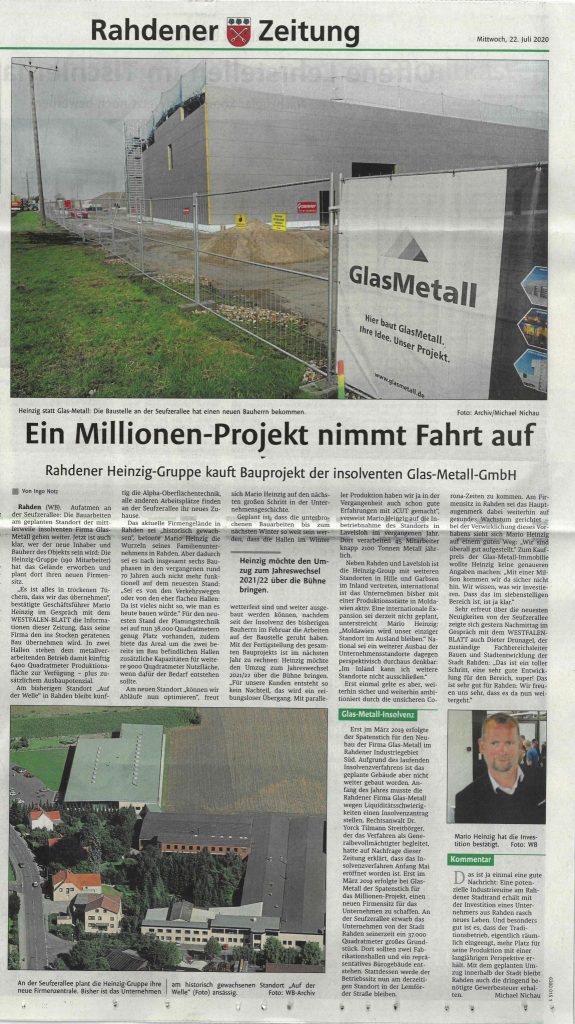 Die Heinzig-Group kauft das GlasMetall-Gelände